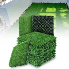 20Pcs Artificial Grass Turf Interlocking Grass Deck Tile Lawn Rug for Backyard