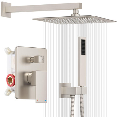 ESNBIA Shower System, Bathroom 10 Inches Rain Shower Head with Handheld Combo...