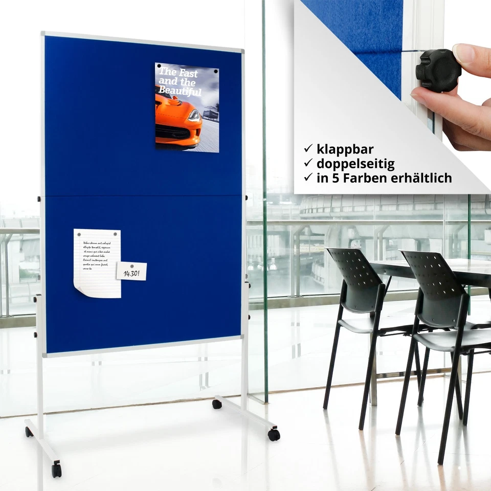 Moderationstafel | Klappbar | Moderationswand Moderatorentafel Filz mobil Rollen - Bild 2 von 2