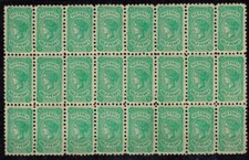 Victoria Block of 24 SG 416a 1/2d Pale Blue Green WMK Upright Inverted MNH Gem