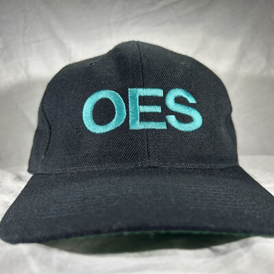 OES Order of the Eastern Star Snapback Hat Black/Teal Two-Tone Made In Vietnam