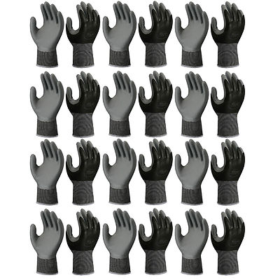 ATLAS FIT 370 SHOWA BLACK MEDIUM NITRILE GARDENING WORK GLOVES, 12-PAIRS
