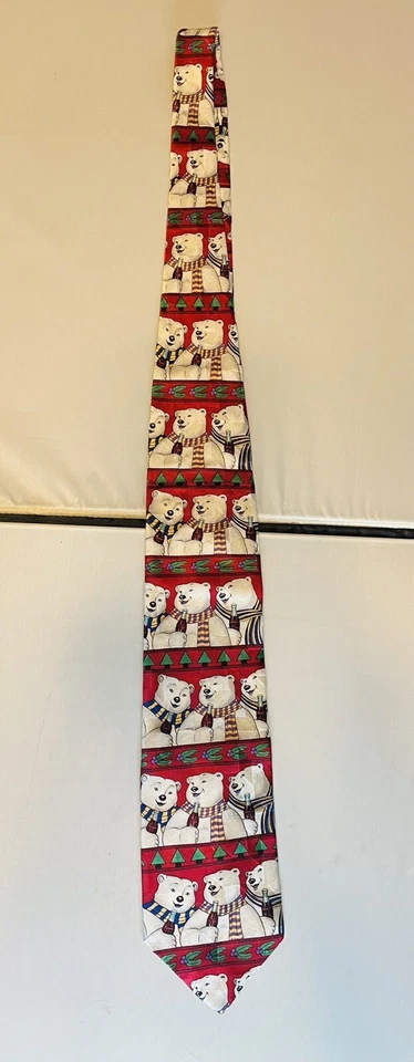 Corbata de Navidad vintage Coca-Cola osos polares, 100 % seda nueva años 90 para hombre Foto 4 de 4