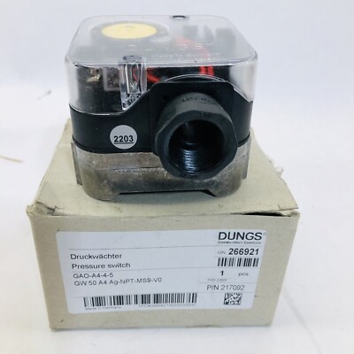 DUNGS # 266921/217092 COMBUSTION CONTROLS GAS PRESSURE SWITCH