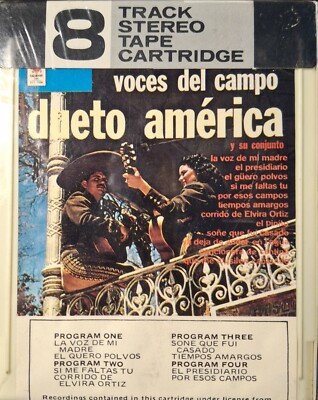 DUETO AMERICA - VOCES DEL CAMPO - NEW 8 TRACK SEALED CAYTRONICS C8S7015 USA 1975
