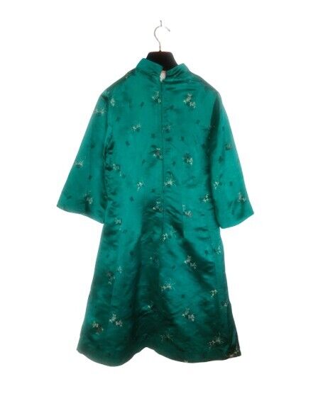 Chinese Rich Green Brocade Satin Qipao Style Dress - image 2