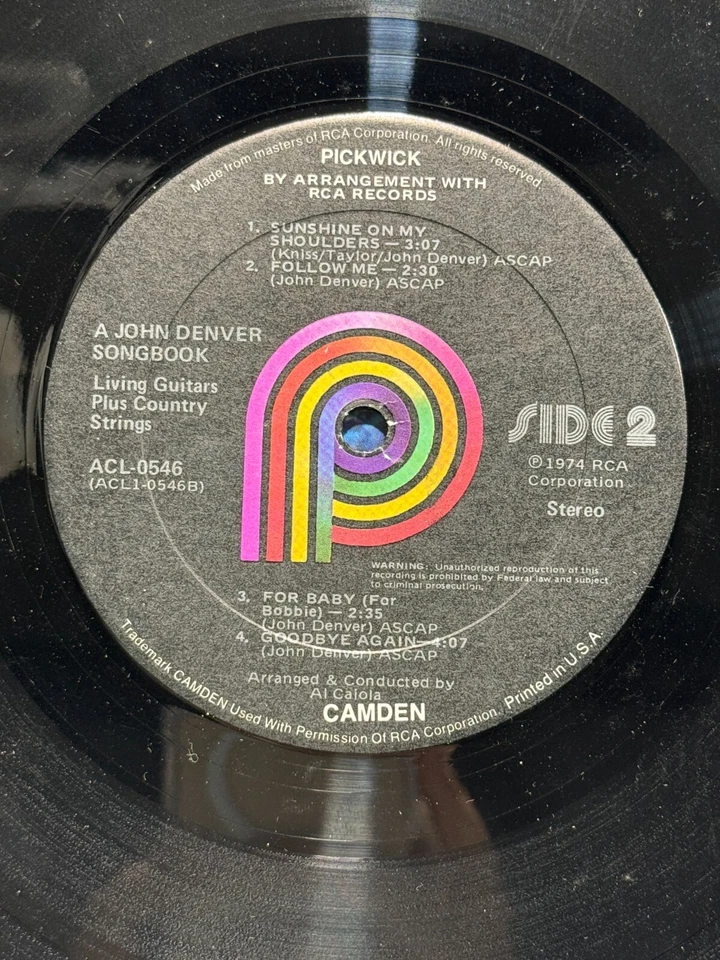 Living Guitars - A John Denver Songbook - Pickwick - ACL-0546 - LP - Image 4 of 4