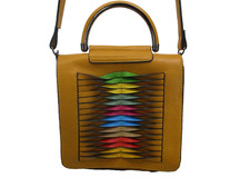 Mellow World Small Camel Brown Crossbody Strap Zipper Women's Handbag Rainbow