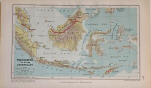 1889 MAP EASTERN MALAY ARCHIPELAGO BORNEO  JAVA  CELEBES  