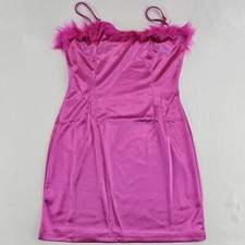 Women's Feather Bodycon Dress Sexy Spaghetti Strap Party Club Mini Dresses Sz S