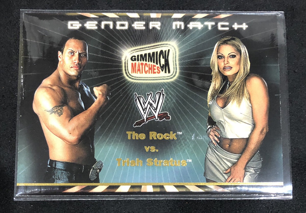 THE ROCK VS TRISH STRATUS 2002 Fleer WWE GIMMICK MATCHES Insert