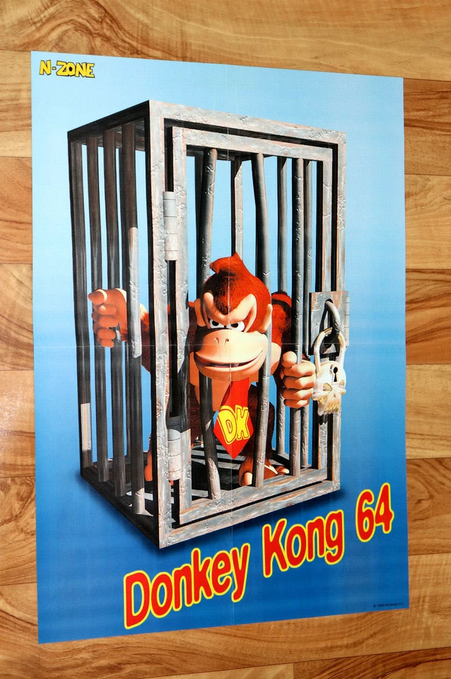 1999 Nintendo Donkey Kong 64 rare Poster 40x57cm N64 Nintendo 64  - Bild 2 von 2