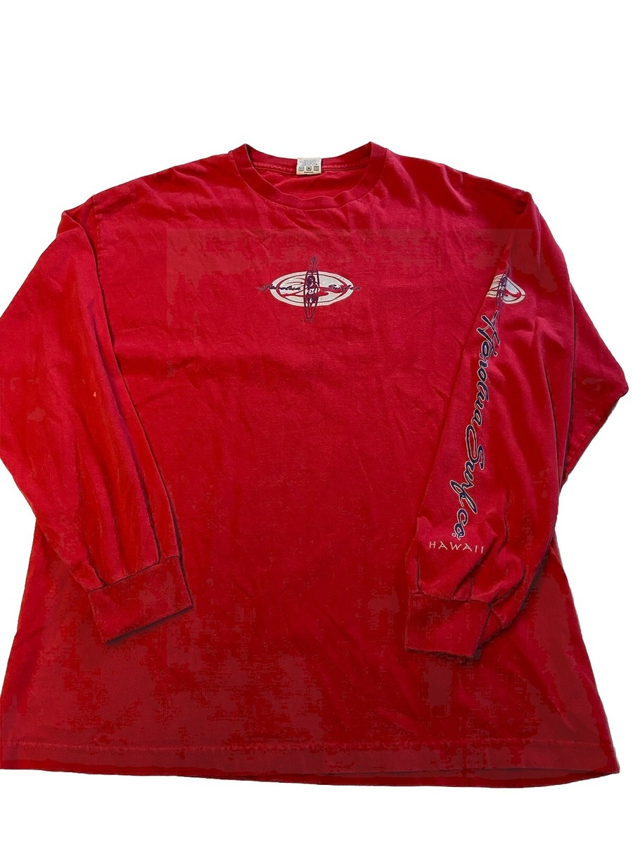 Mens HONOLUA SURF CO. Red Vintage Y2K Long Sleeve Graphic Shirt Sz
