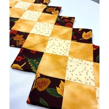 Autumn Leaves Table Runner Handmade Fall Thanksgiving Table Decor Reversible