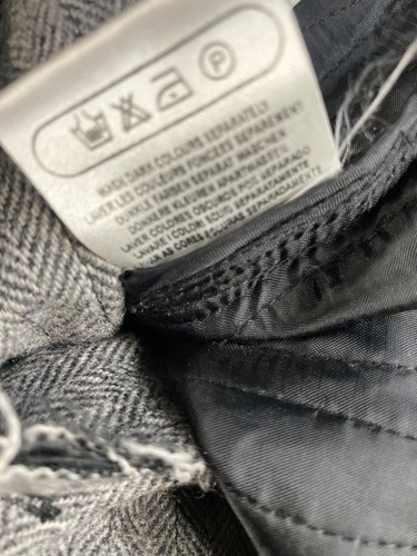Yo! Japan Herringbone Jacket Women's Size 4 Grey Wool Fray Edge Blazer Button Up - Picture 19 of 19