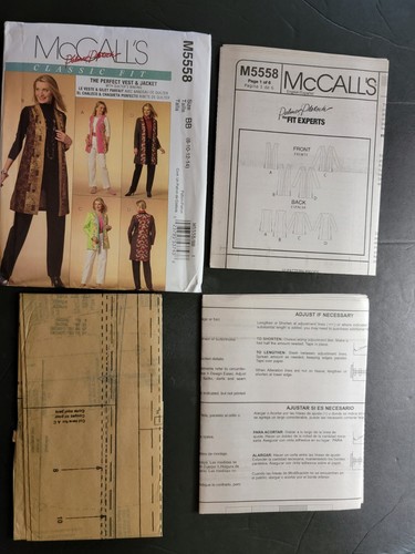 McCalls Sewing Pattern M5558 BB Vest Jacket Sizes 8-10-12-14 In 2 Lengths - Picture 2 of 5