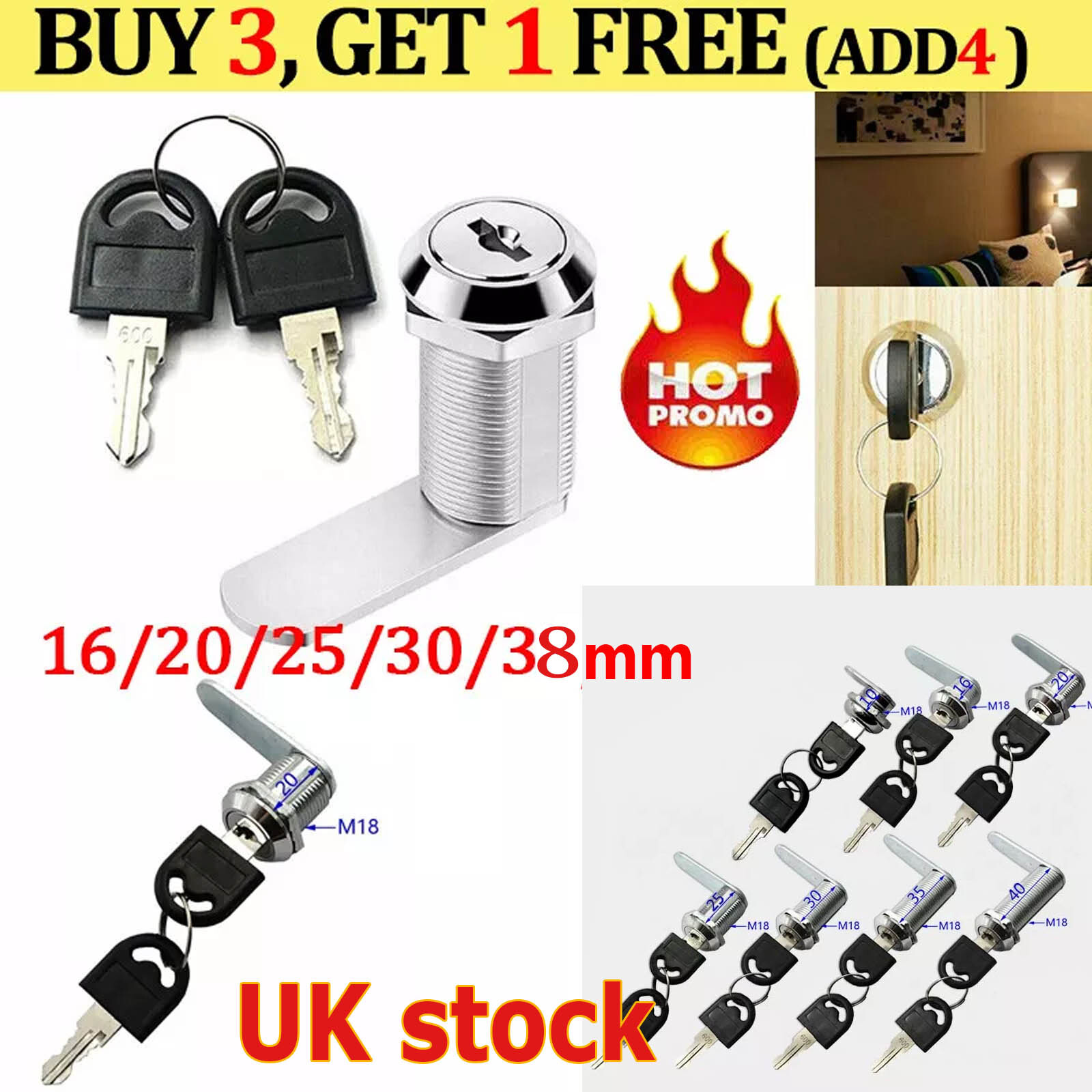 CAM LOCK LOCKER FURNITURE LOCK POST MAIL BOX LOCK CAMLOCK CABINET - Foto 5