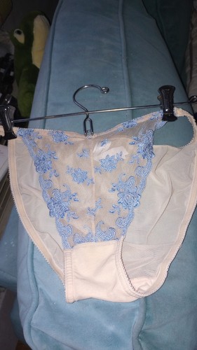 Mutandine vintage nuove senza etichette Ralph Lauren blu maglia trasparente pizzo floreale stringate 8687 grandi - Foto 4 di 5