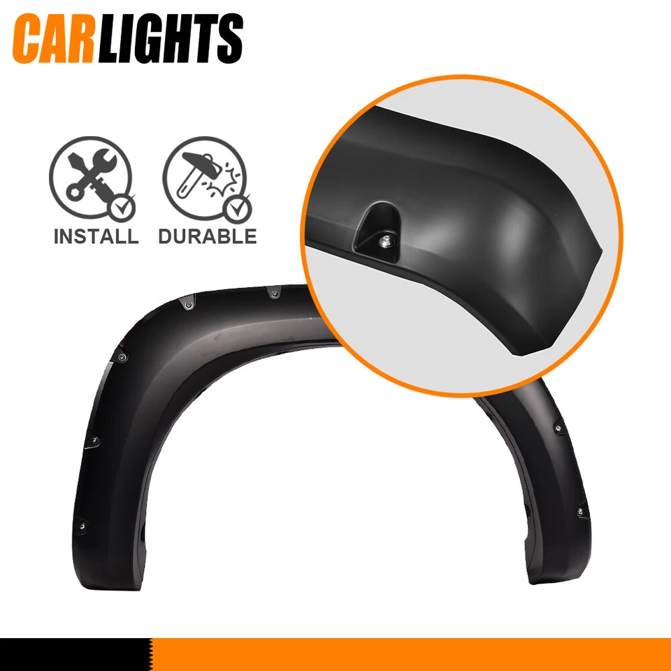 Fit For 2004-2015 Nissan Titan Pocket Style Black 4Pcs Fender Flares Front Rear - Image 2 of 4