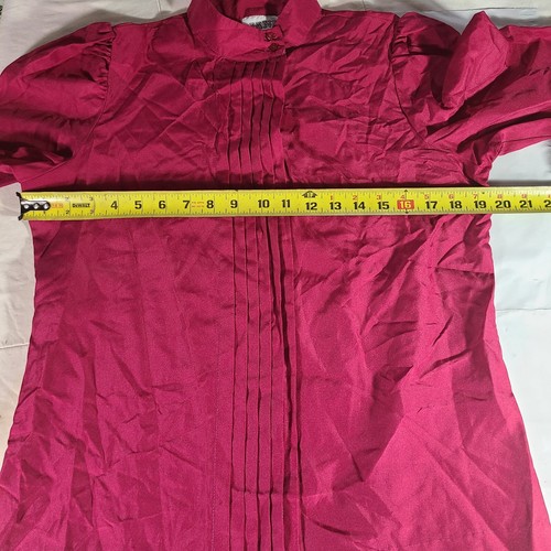 Vintage Jani Womens Sz 12 Maroon Red Blouse Ruffle Accent Button Up RN #49481 - Picture 9 of 12
