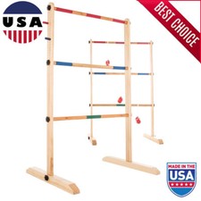 Ladder Toss Game Wooden Outdoor Set 2 Pine Wood 6 Bolas Scoring Peg Carrying Bag
