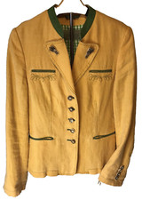 Vintage Landgraf Linen, Fitted Blazer. Simul Bone Buttons, Embroidery On Pockets