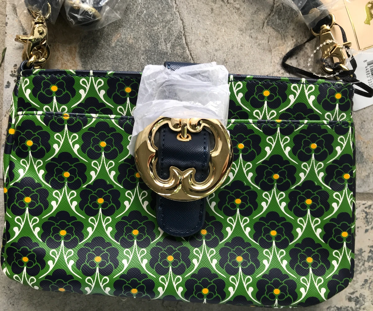 Emma Fox Cross Body Green Navy Blue Purse With Removable Strap NWT