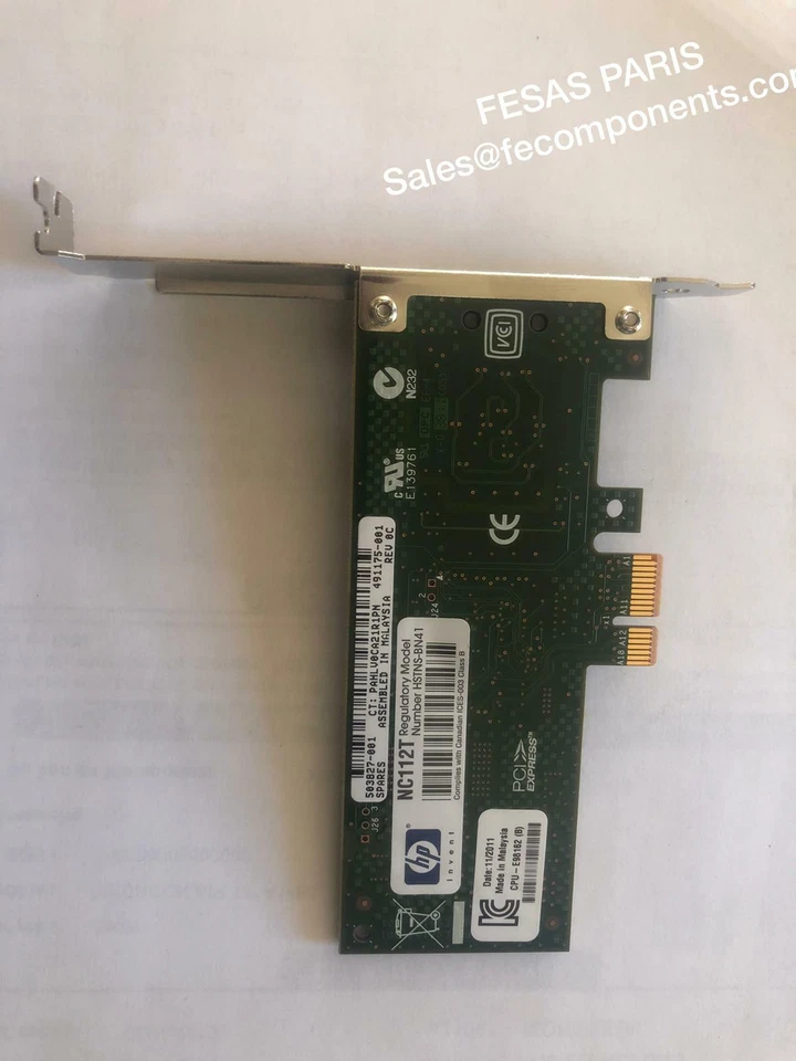HP NC112T PCIe Network Interface Card 503827-001 - Image 3 of 4