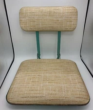 Vtg Frabill Mfg. Padded Folding Swivel Fishing Boat Seat Tan Bleacher Stadium