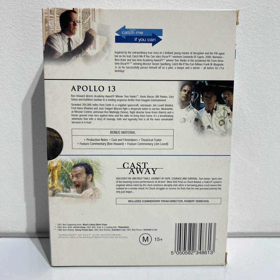 Tom Hanks 3 DVD Set Catch Me If You Can, Apollo 13 & Cast Away PAL Region 2 & 4 - Image 2 of 4
