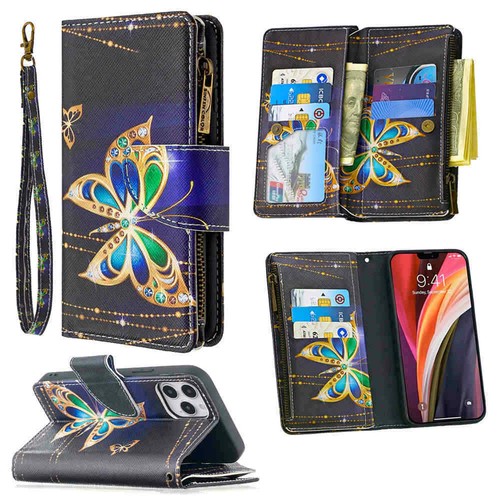 For iPhone 13 12 11 XS XR SE 6s 7 8 Zipper Wallet Card Holder Leather Case Cover - Picture 9 of 32