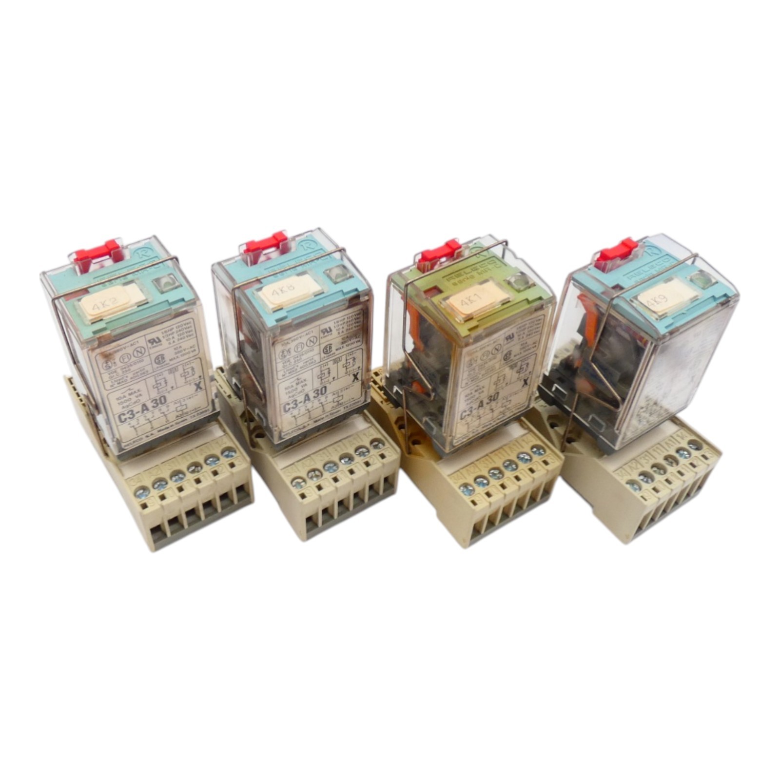 4x Releco C3-A30 X C3-A30X Plug In Relay + Turck CS-11 Relay Socket -used-
