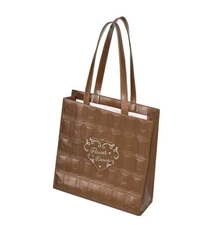 Flower Knows Brown Faux Leather Chocolate Tote Bag Brand New