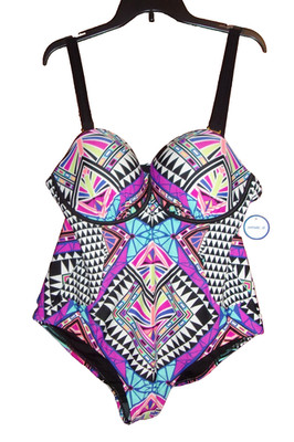 Swimsuits for All  1 Pc  Multi-Color Swimsuit  Adj Straps-  Plus Sz 22 - NEW/TAG