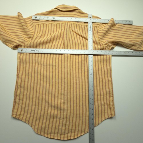Camisa De Colección Banana Republic Para Hombres Mediana Naranja Lino Puro Rayas Y2K Informal Año 03 - Imagen 10 de 18