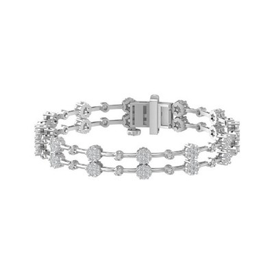 14k White Gold Lab Grown Diamond Composite Bracelet 7'' Gift for Women