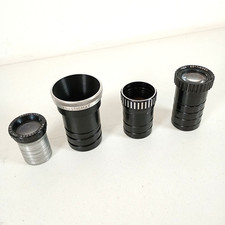 4 x Vintage Projector Lenses Aldis F2.5 Isco F.100 Wray F2.8