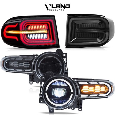 VLAND LED Headlight+Led Tail Light For 2007-2022 FJ Cruiser W/Startup Sequentail