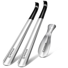 ZOMAKE Shoe Horn Long Handle for Seniors Men Women,Metal 16.5 7.5 In 3 Pcs