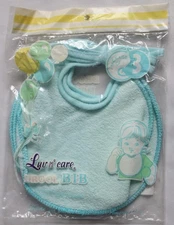 3-Pack Luv n' Care Vintage Drool Bibs Baby Bibs Blue Tie Closure Terry