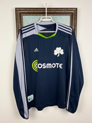 Vintage Adidas Panathinaikos Football Train Long Sleeve Shirt Soccer Jersey Sz M
