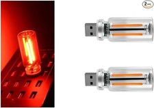 2pcs Car Usb Night Lights Portable Mini Touch Dimmable Vehicle Ret Color Red
