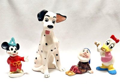 4-PIECE MIXED LOT OF BEAUTIFUL VINTAGE CERAMIC DISNEY CHARACTERS   PREOWNED SEE!