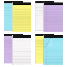 8 Packs Small Note Pads 5x8, Total 400 Sheets Color Legal Pad 5x8 College Rul...
