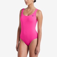 Nike Swim Women's Solid U-Back One Piece Laser Fuchsia