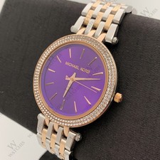 New Michael Kors MK3353 Darci Purple Silver RoseGold Stainless Steel Women Watch
