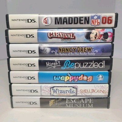Nintendo DS Game Lot 7 Titles Madden 06 Nancy Drew Wappy Dog Wizards Spellbound