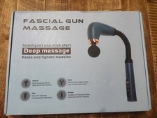 Massage Gun Faseial Model Blue 4 Heads Cordless Multispeed USB Rechargeable