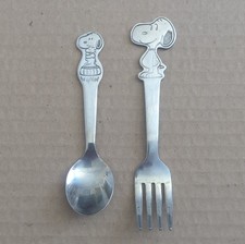 Peanuts Snoopy  Woodstock Stainless Steel Silver Spoon  Fork Set