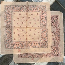 Vintage Wamcraft Bandana 14193 50% Cotton 50% Poly Selvedge USA New Lot of 2